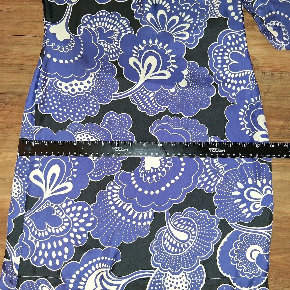Banana Republic Women 100% Silk Long Sleeve Floral Purple White Black Dress 0P - Picture 16 of 16